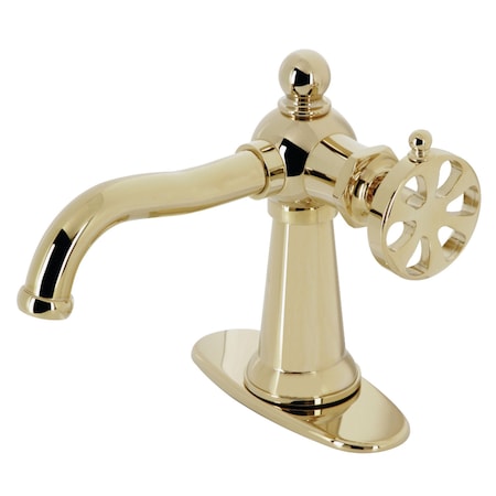 Kingston Brass KSD3542RX Single-Handle Bathroom Faucet with Push Pop-Up, Polished Brass KSD3542RX